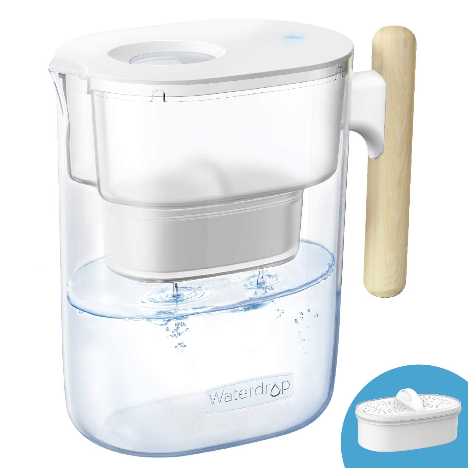 Water Filter Pitcher with 1 Filter, 200-Gallon Long-Life, Chubby 10-Cup Large Water Filter Pitcher, NSF Certified, 5X Times Lifetime, Reduces PFOA/PFOS, BPA Free, Clear image 0