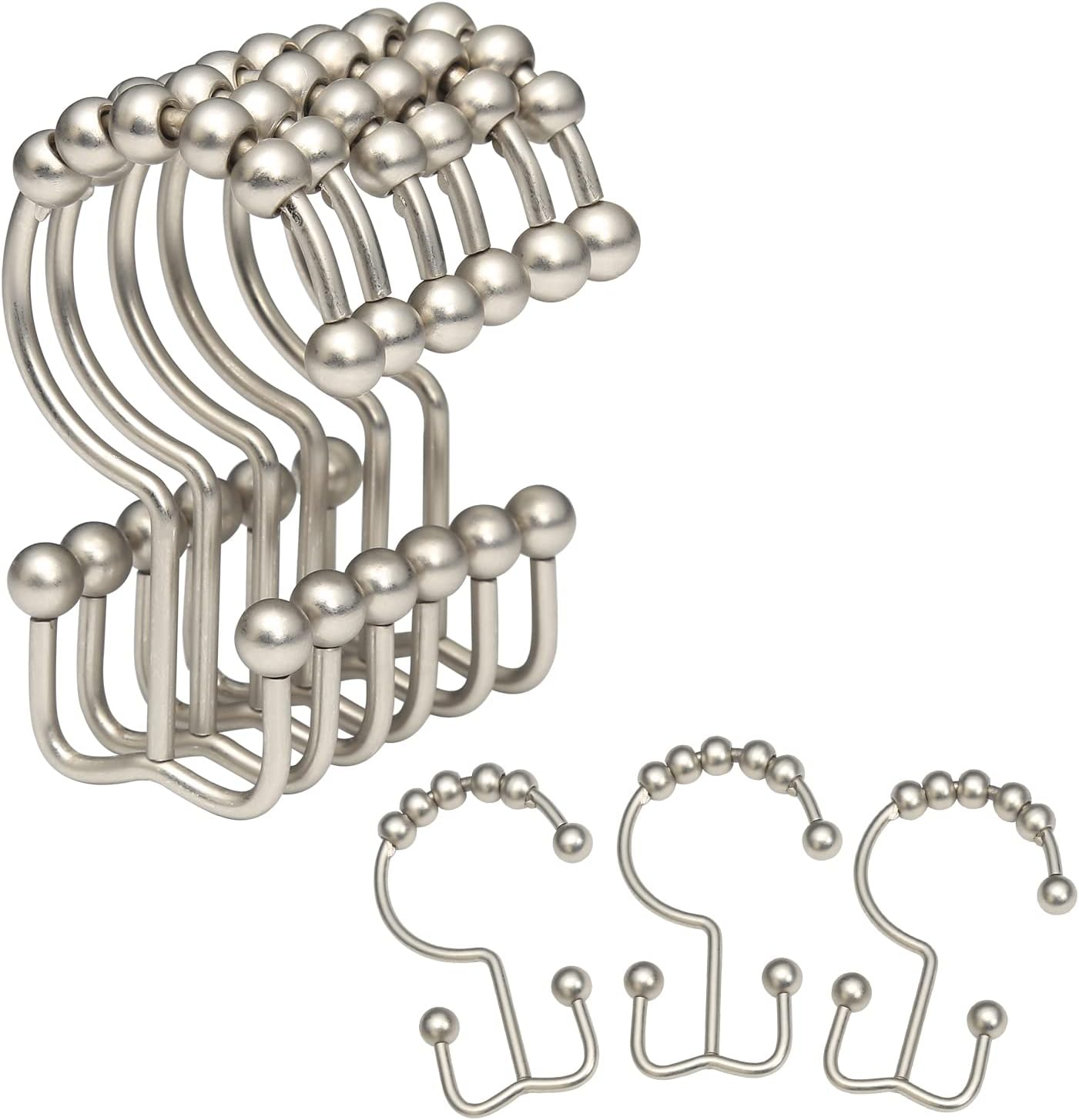 Shower Curtain Rings, Shower Curtain Hooks, Rust-Resistant Metal Shower Hooks for Curtain, Double Glide Shower Curtain Hooks for Bathroom Shower Curtain & Shower Liner, Set of 12, Matte Nickel… image 0