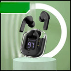 New Mini Transparent Wireless Bluetooth Headset Digital Display ENC Noise Reduction True Wireless Sports Music - Black image