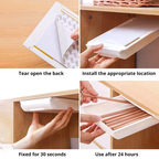 1Pc White Selfadhesive Storage Drawer Box Makeup Pencil Tray Desk Hidden under Desk Stand Self-Adhesive Under-Drawer Storage Box image 5