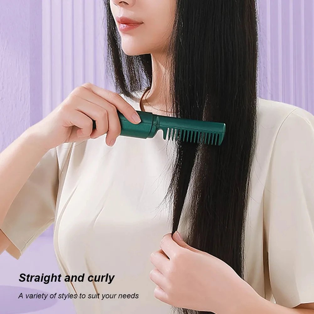 Professional Wireless Hair Straightener Curler Comb Fast Heating Negative Ion Straightening Curling Brush Hair Styling Tools image 3