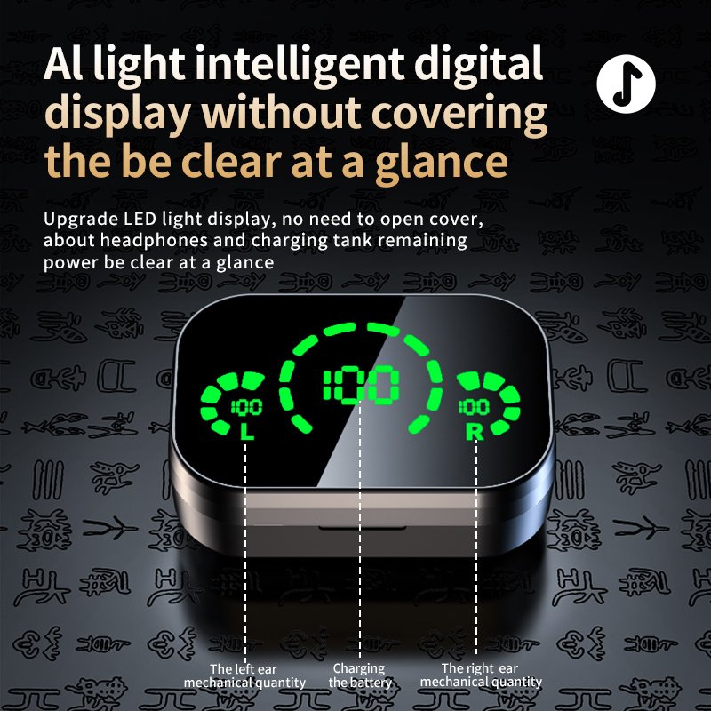 YD03 Wireless Bluetooth-compatible Headset TWS Large Screen Smart Digital Display In Ear Breathing Light image 7