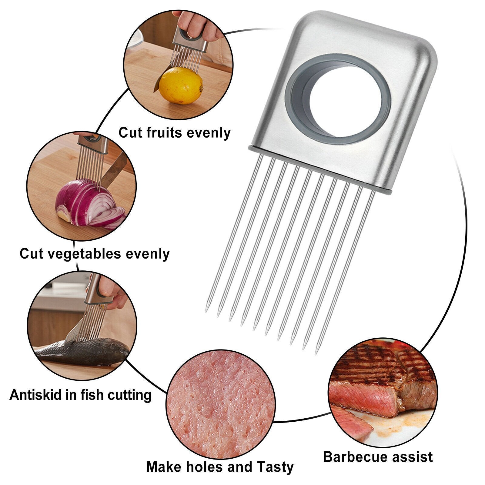 Onion Holder Slicer Vegetable Tools Tomato Cutter Stainless Steel Kitchen Gadget image 1