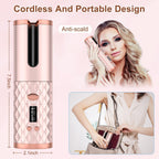 Portable Automatic Hair Curler, Ceramic Rotating Wireless Auto Curling Iron Wand, Portable USB Rechargeable Spin Curler For Hair Styling image 6