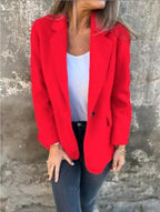 Ins Button Lapel Short Blazer Winter Fashion Commuter Jacket Outwear Women's Clothing - Red, 4XL image