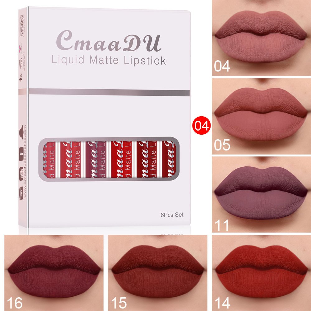 6 Boxes Of Matte Non-stick Cup Waterproof Lipstick Long Lasting Lip Gloss Makeup, image 1