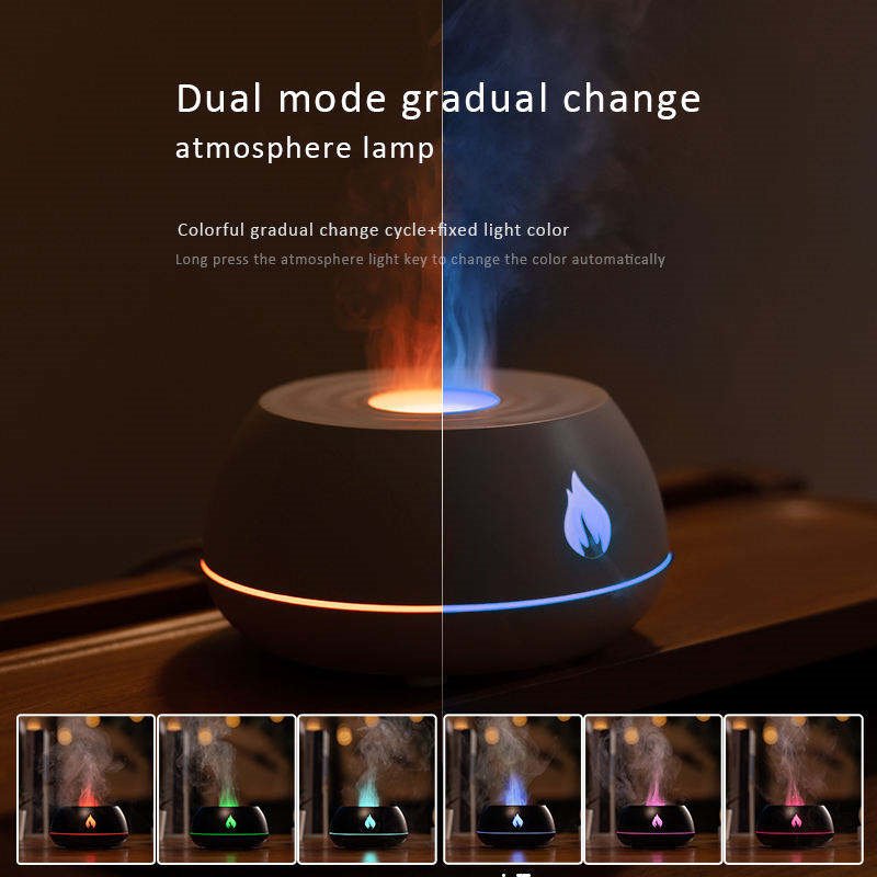 Flame Humidifier Aromatherapy Diffuser 7 Colors Light Home Air Humidifier 130ML USB Room Fragrance Essential Oil Diffuser image 2
