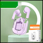 New Mini Transparent Wireless Bluetooth Headset Digital Display ENC Noise Reduction True Wireless Sports Music - Small Square Box Purple image