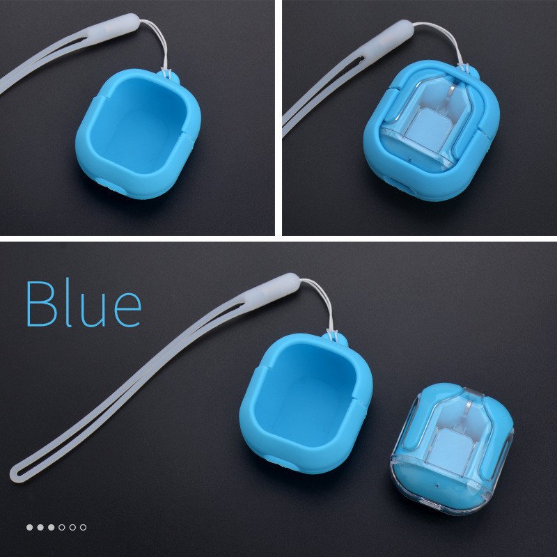 New Mini Transparent Wireless Bluetooth Headset Digital Display ENC Noise Reduction True Wireless Sports Music - Blue headphone case image