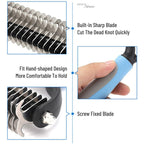 Grooming Brush For Pet Dog Cat Deshedding Tool Rake Comb Fur Remover Reduce 2-Side Dematting Tool For Dogs Cats Pets Grooming Brush Double Sided Shedding And Dematting Undercoat Rake Hair Removal Comb image 9
