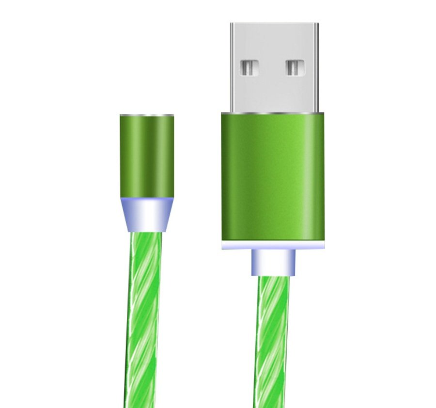 Compatible with Apple, Flowing Ligh Magnetic Streamer Data Line Cable for Iphone Android Typec - Green 2pcs, Android image