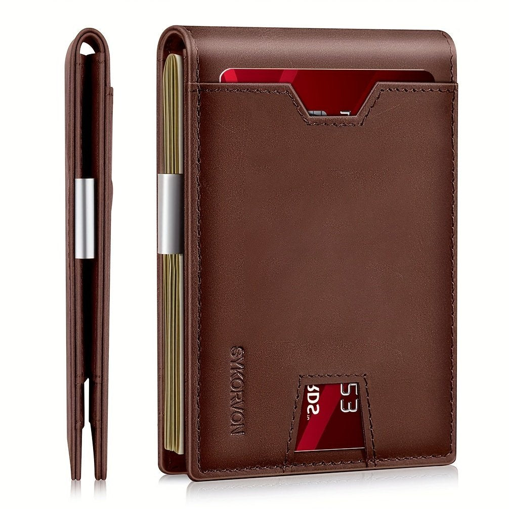 Genuine Leather Bifold Wallet Men, RFID Shielding Wallet Front Pocket Wallet, Suitable For Son And Daughter To Send Daddy's Wallet image 0