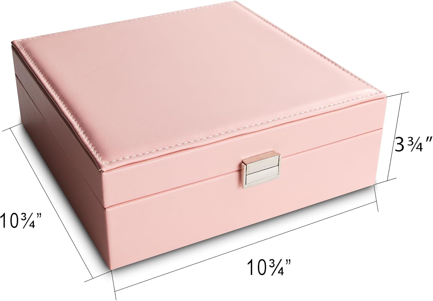 Earring Organizer Classic Jewelry Box 50 Slots Double Layer Jewelry Storage Case with 6 Necklace Hook and Bracelet Pocket(Pink) image 3