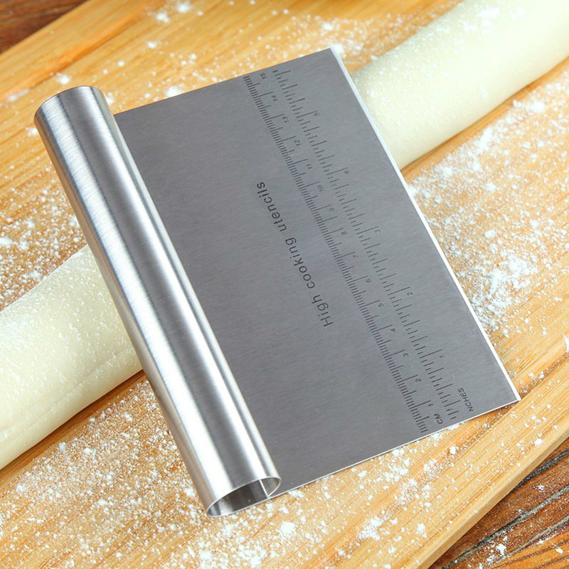 Stainless Steel Pastry Spatulas Cutter With Scale Pizza Dough Scraper Fondant Cake Decoration Tools Baking Kitchen Accessories Dough Cake Stainless Steel Pizza Flour Tool Cutter Chopper Scraper image 1