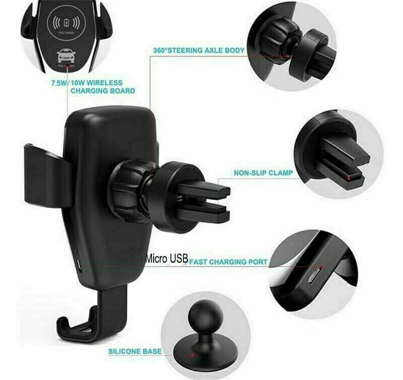 10W QI Wireless Fast Car Charger Mount Holder Stand Automatic Clamping Charging image 7