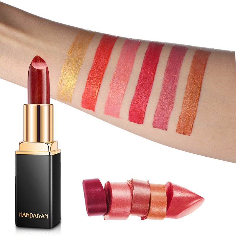 Shiny Metallic Lipstick Pearlescent Color Temperature Change Lipstick Gilt Lipstick image 0