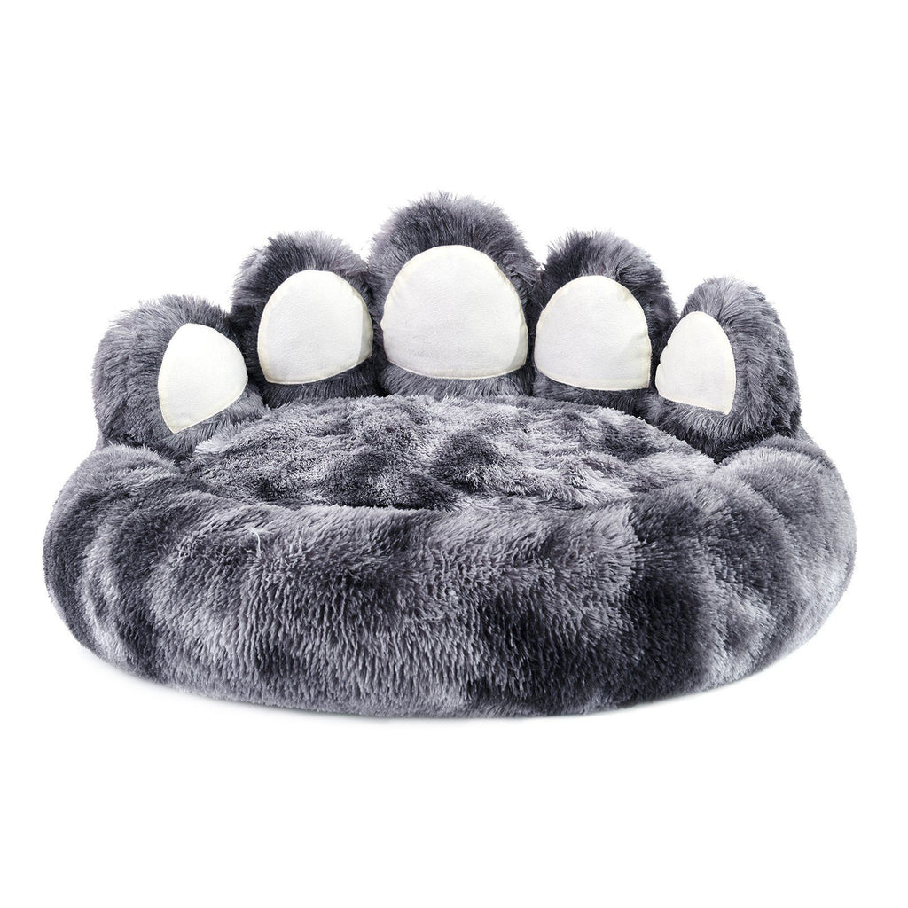Cute Dog Bear Paw Shape Dog Bed, Dog Beds &amp; Furniture For Small And Medium Dogs, Cozy Plush Cute Cat Beds For Indoor Cats - Tiedye dark gray, 26inch image