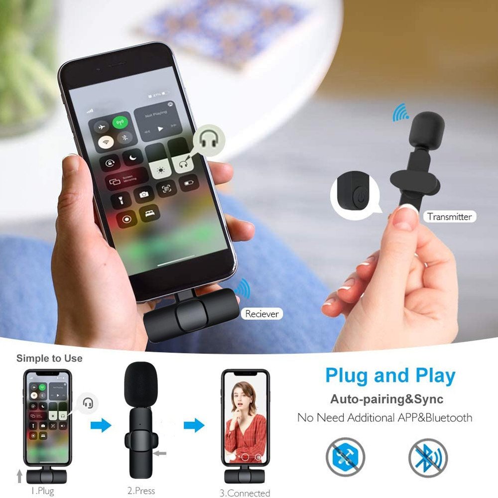 Wireless Lavalier Microphone Portable Audio Video Recording Mini Mic For I Phone Android Long Battery Life Live Broadcast Gaming image 2