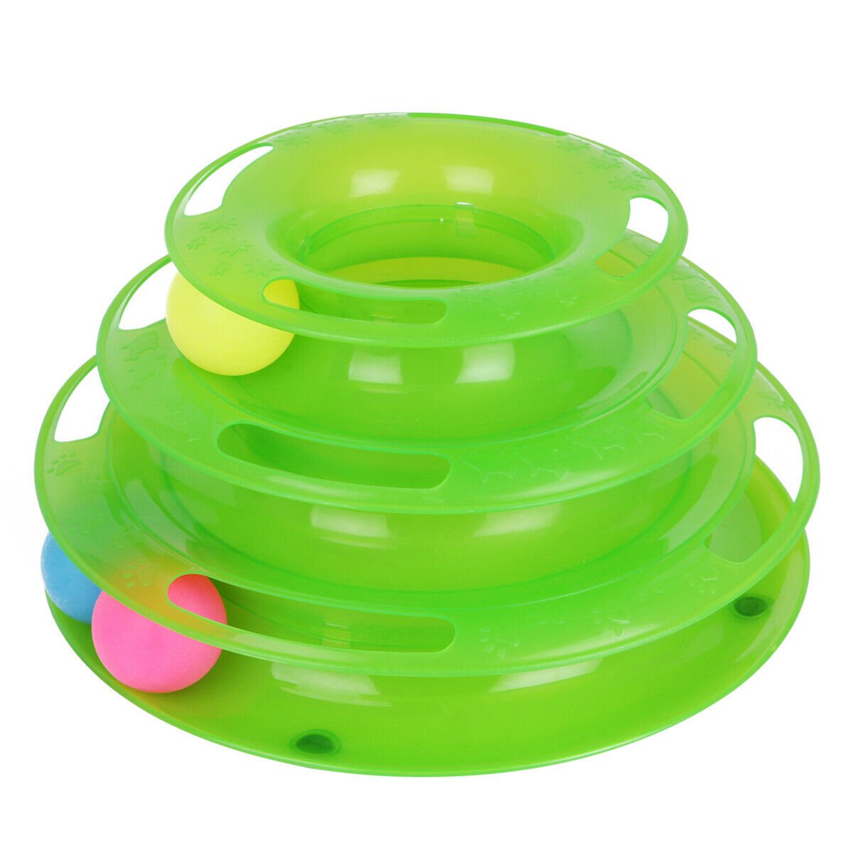 Pet Cat Crazy Ball Disk Interactive Toys Amusement Plate Trilaminar Funny Toy - Green image