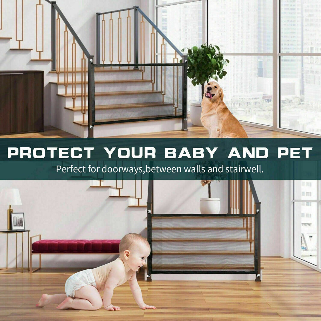 Pets Dog Cat Baby Safety Gate Mesh Fence Magic Portable Guard Net Stairs Doors image 2