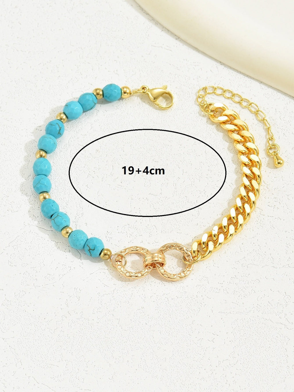 A Creative And Luxurious Instagram Style Double Ring Turquoise Multi Chain Mixed Bead Bracelet For Women's Vacation And Date Gifts image 2