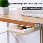 1Pc White Selfadhesive Storage Drawer Box Makeup Pencil Tray Desk Hidden under Desk Stand Self-Adhesive Under-Drawer Storage Box image 3