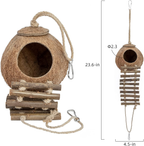 Natural Coconut Hideaway with Ladder, Bird and Small Animal Toy (House with Ladder, Natural Surface) image 5