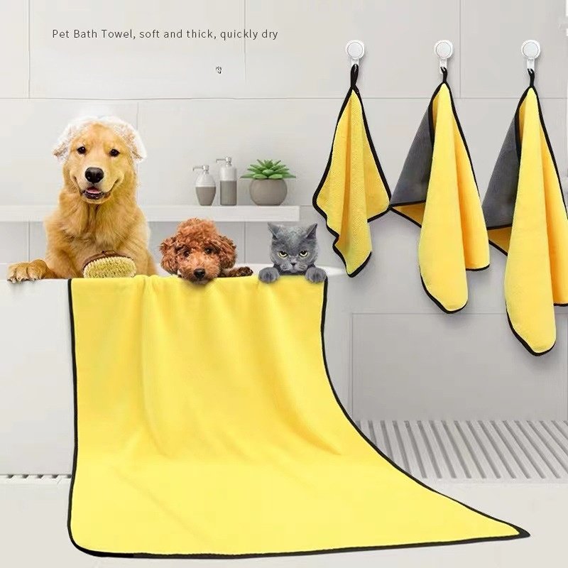 Dog Towels For Drying Dogs Drying Towel Dog Bath Towel, Quick-drying Pet Dog And Cat Towels Soft Fiber Towels Robe Super Absorbent Quick Drying Soft Microfiber Pet Towel For Dogs, Cats Yellow - 70x140CM image
