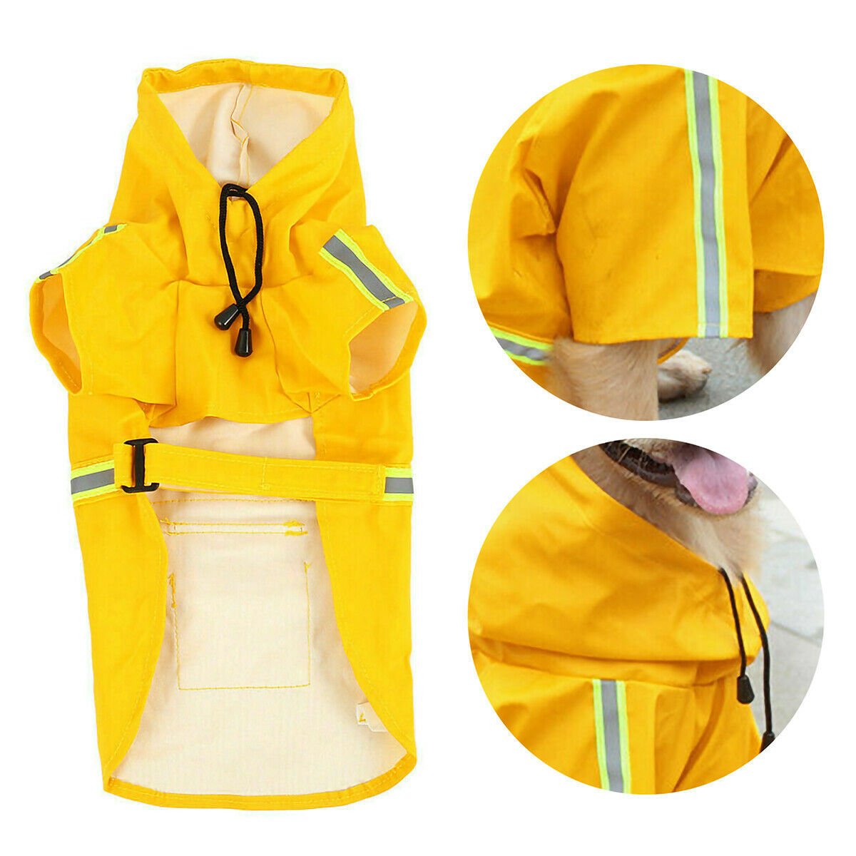 Dog Raincoat,Waterproof Dog Rain Jacket With Safety Reflective Stripe,Hooded Slicker Dachshund Doggy Dog Poncho With Leash For Dogs And Puppies - S image