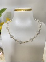Crystal Pearl Copper Necklace - White image