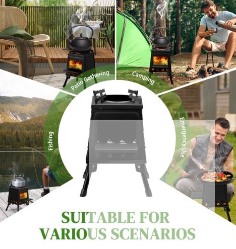 Wrought Iron Panel 27x27x34cm Black Detachable Piece Portable Camping Stove image 2