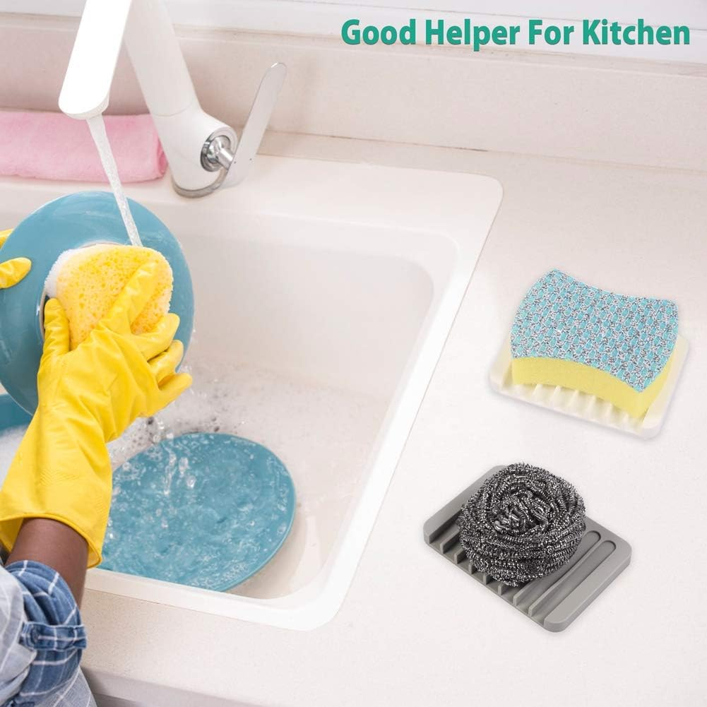 3PCS Self Draining Soap Holder, Premium Silicone Soap Dish, Soap Saver for Shower, Bathroom, Kitchen, Bath Tub, Sponges,Keep Soap Bars Dry Clean,Easy Clean,Extend Soap Life (White) image 1