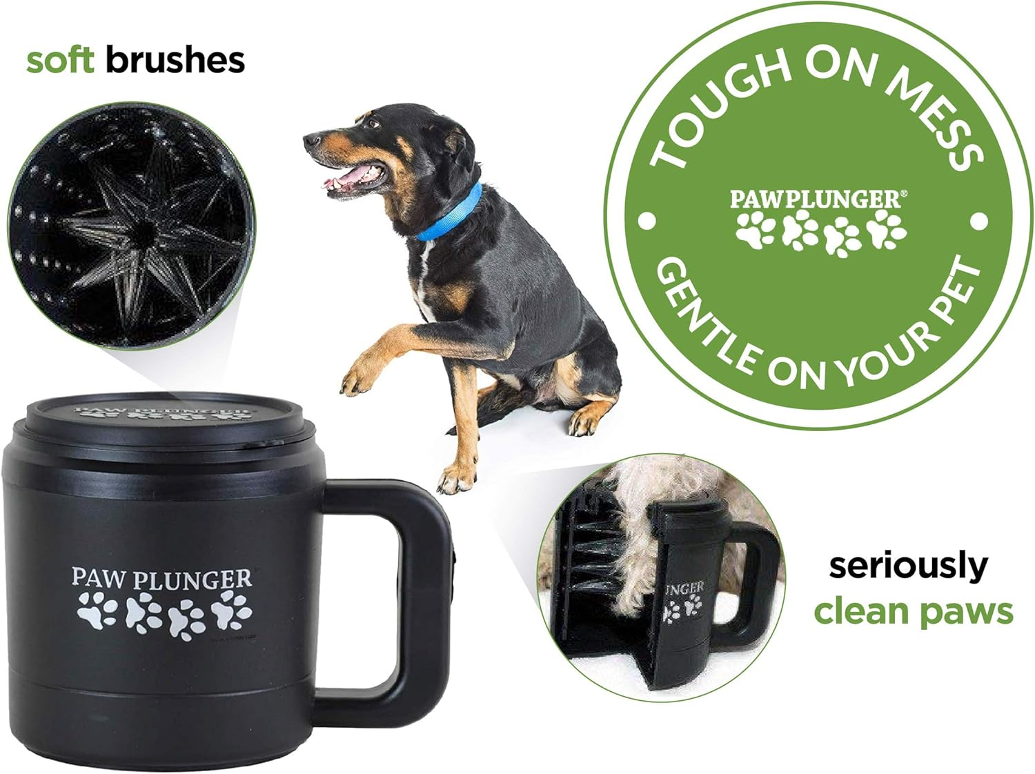 Paw Plunger – Dog Paw Cleaner - Dog and Puppy Essentials - Portable Dirty Paw Washer - Ideal for Medium Dogs - Black image 5