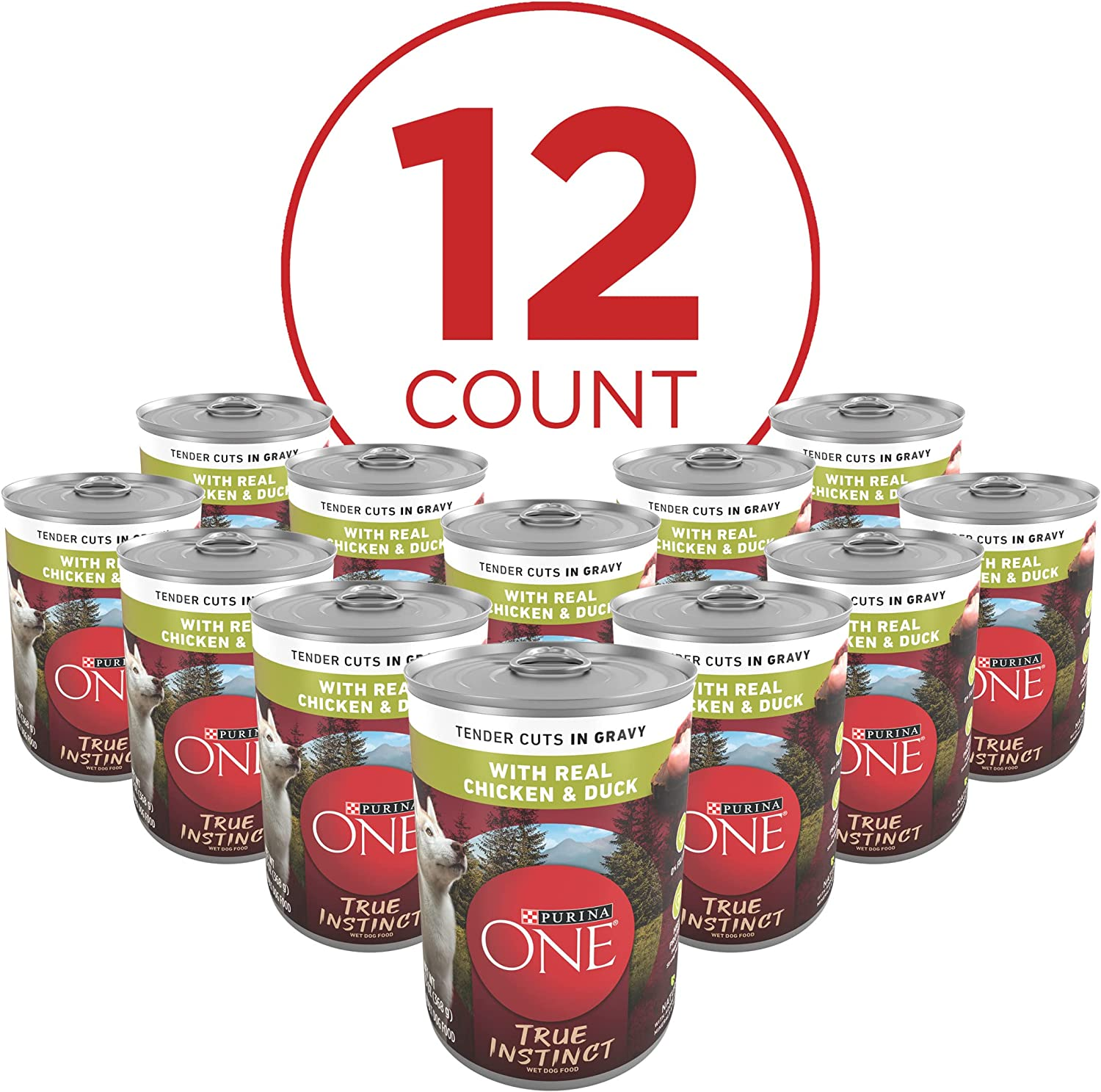 High Protein Wet Dog Food True Instinct Tender Cuts in Dog Food Gravy with Real Chicken and Duck - (Pack of 12) 13 Oz. Cans image 1