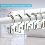 Shower Curtain Rings,  Shower Curtain Hooks, Rust-Resistant Metal Shower Hooks for Curtain, Double Glide Shower Curtain Hooks for Bathroom Shower Curtain &amp; Shower Liner, Set of 12, Matte Nickel… image 5