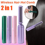 Professional Wireless Hair Straightener Curler Comb Fast Heating Negative Ion Straightening Curling Brush Hair Styling Tools image 0