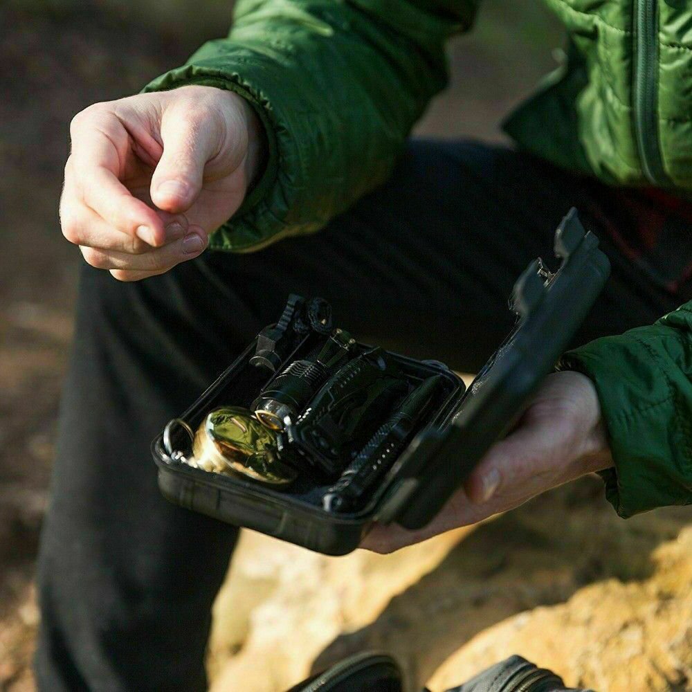 14-In-1 Outdoor Emergency Survival Kit Camping Hiking Tactical Gear Case Set Box image 1