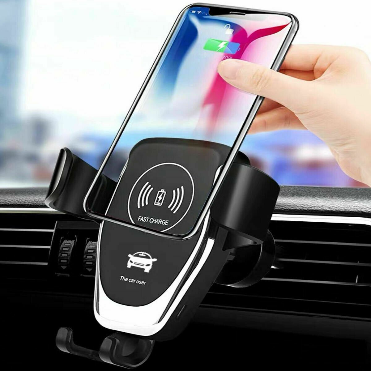 10W QI Wireless Fast Car Charger Mount Holder Stand Automatic Clamping Charging image 3