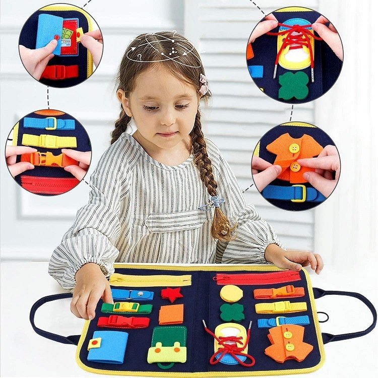 New Busy Book Children's Busy Board Dressing And Buttoning Learning Baby Early Education Preschool Sensory Learning Toy image 1