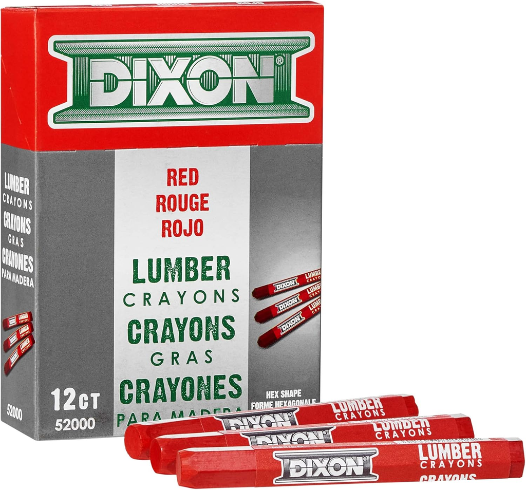 Industrial Lumber Marking Crayons, 4.5" X 1/2" Hex, Red, 12-Pack (52000) image 0