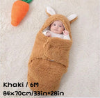 Super Soft Baby Sleeping Bag Fluffy Fleece Newborn Blanket Swaddle Blankets, Unisex Baby Wrap For Newborn Baby Boys Girls With Head-Protecting &amp; Head-Supporting Function, Wearable Swaddle Sleep Sack - Khaki, 6M image