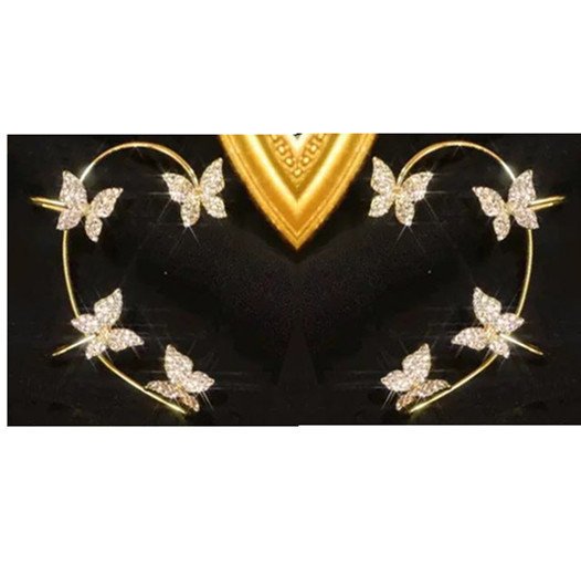 Fashion Earring Butterfly Ear Clip And Ear Hook Jewelry - Gold pair image