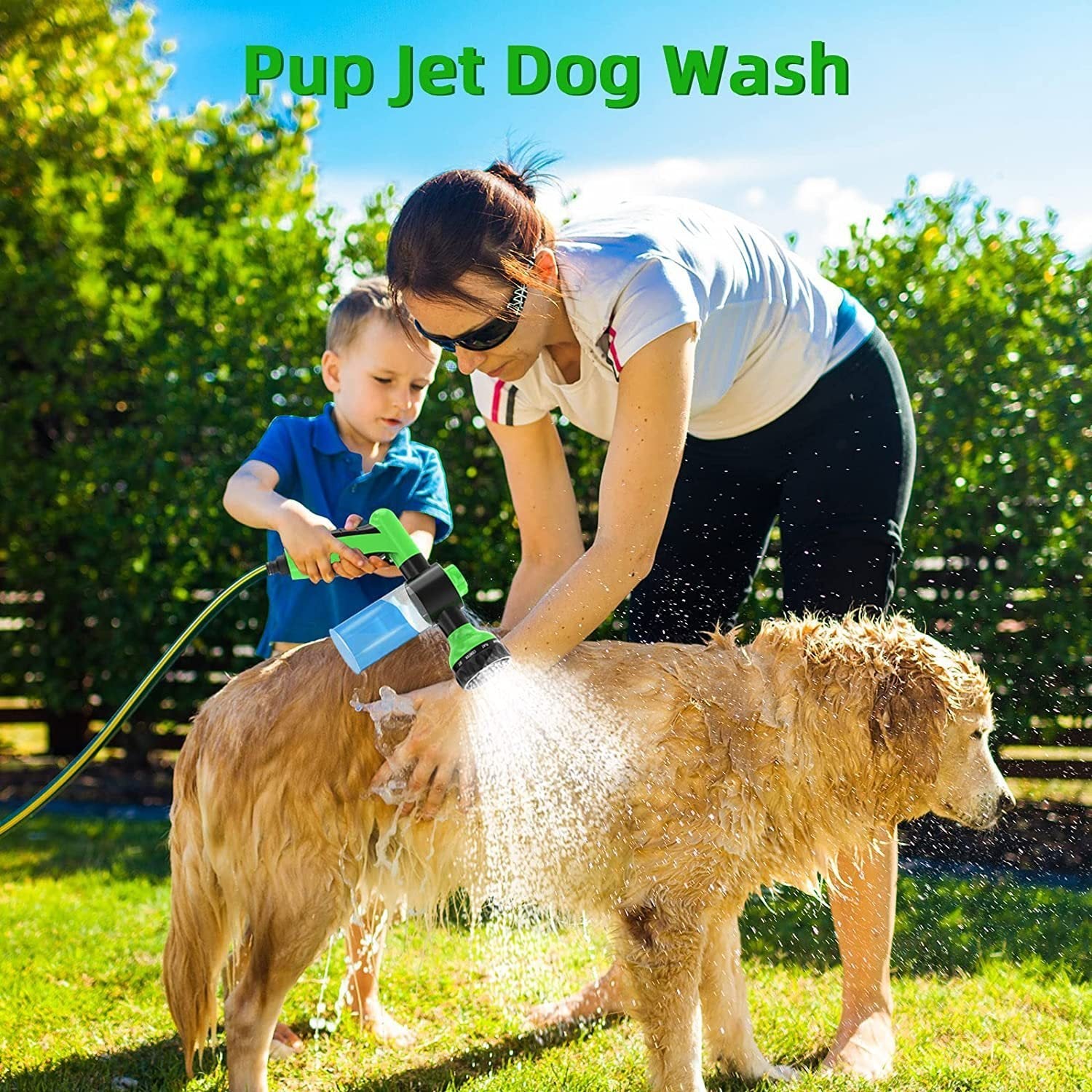 Pet Dog Wash Outdoor,  High-Pressure Pet Shower Sprayer Dog Shower Brush And Pet Grooming Comb For Watering Flowers, Car Washing, Pet Bathing image 1