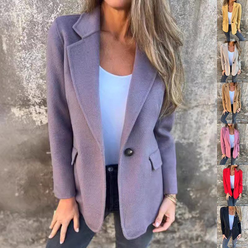 Ins Button Lapel Short Blazer Winter Fashion Commuter Jacket Outwear Women's Clothing image 0