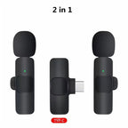 Wireless Lavalier Microphone Portable Audio Video Recording Mini Mic For I Phone Android Long Battery Life Live Broadcast Gaming - 2in1 for Type C image