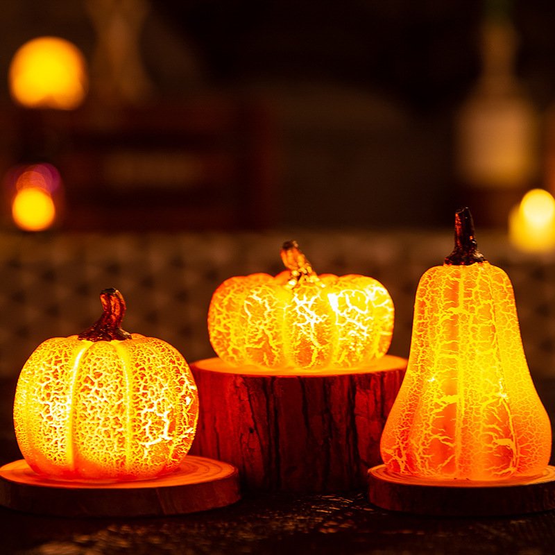 New Halloween Pumpkin Lantern Simulation Pumpkin LED Candle Lamp Resin Luminous Pumpkin image 5