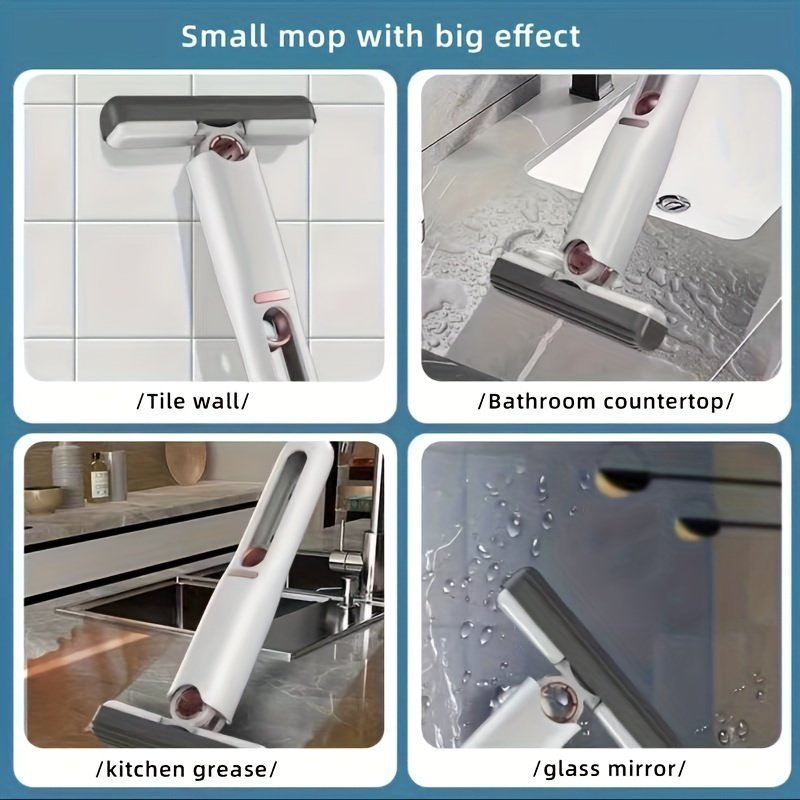 New Portable Self-NSqueeze Mini Mop, Lazy Hand Wash-Free Strong Absorbent Mop Multifunction Portable Squeeze Cleaning Mop Desk Window Glass Cleaner Kitchen Car Sponge Cleaning Mop Home Cleaning Tools image 1
