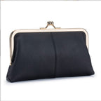 Wallet For Women, Genuine Leather Coin Purse Kiss Lock Wallets With Zipper Coin Pocket, Multi-card Slots Card Holder - Black image