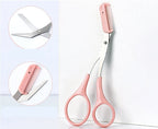 Eyebrow Trimming Knife With Comb Curved Moon Small Beauty Supplies Gadgets - Pink, Cutting comb image