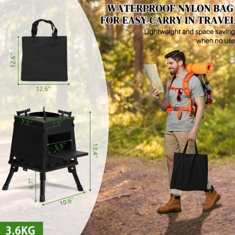 Wrought Iron Panel 27x27x34cm Black Detachable Piece Portable Camping Stove image 3